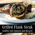 Grilled Flank Steak Stuffed with Spinach and Havarti collage photo