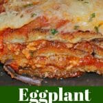 A close up of eggplant parmesan. 