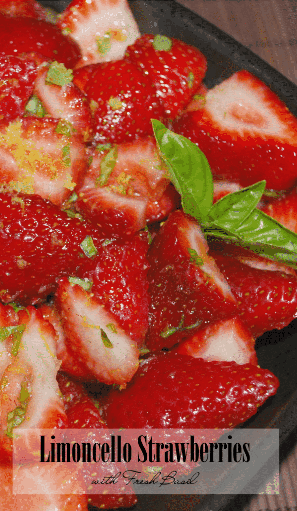  Fresh strawberries and basil macerated with Italian Limoncello is a grown up, refreshing summertime dessert. Try adding this to your favorite ice cream!