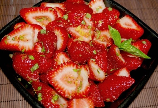 Limoncello Strawberries with Fresh Basil