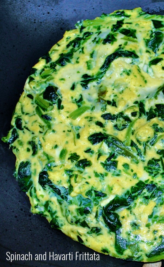 a close up of Spinach frittata