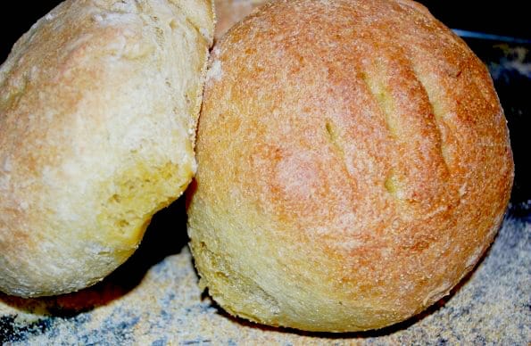 This Rosemary Semolina Boule Bread makes the perfect bread bowl for your favorite soup.