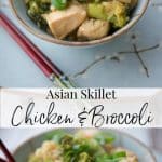 A plate of Asian Chicken and Broccoli with chopsticks