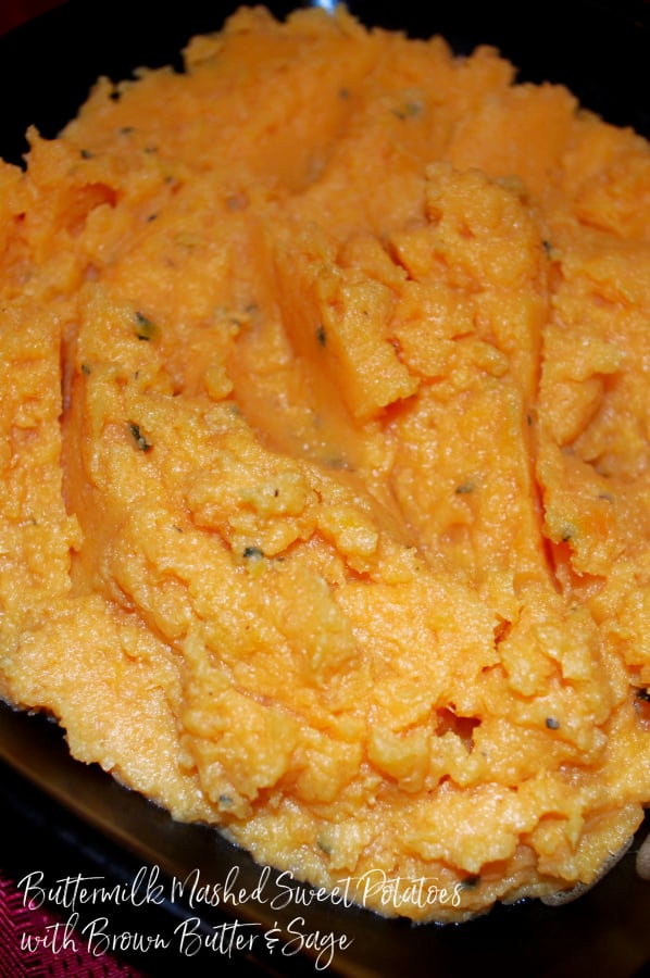 Brown butter & fresh sage make these buttermilk mashed sweet potatoes nutty, creamy and delicious. Makes a tasty side dish all year round!