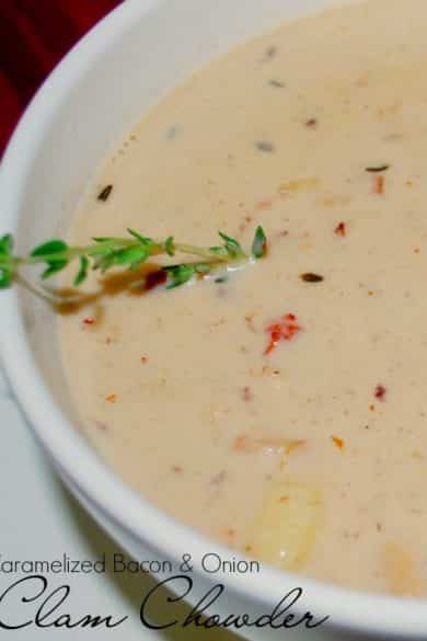 Caramelized Bacon & Onion Clam Chowder | CarriesExperimentalKitchen.com