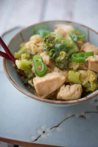 A close up of Asian Chicken and Broccoli