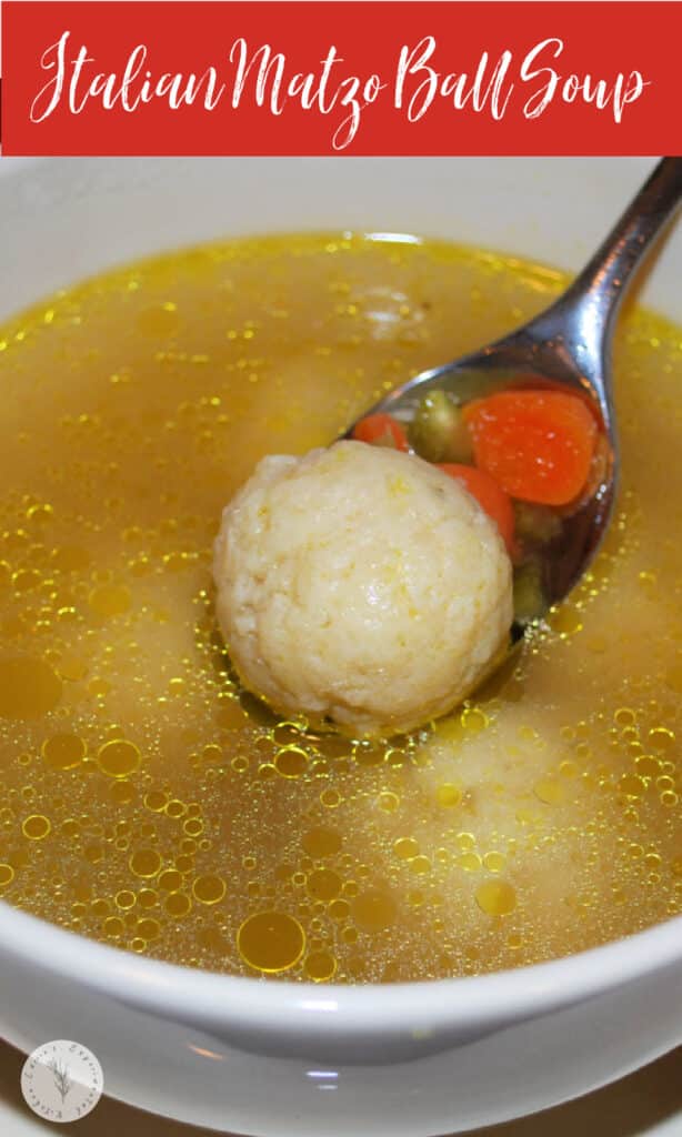Italian Matzo Ball Soup is a chicken broth based soup with matzo balls made with fresh rosemary and grated Pecorino Romano cheese. 