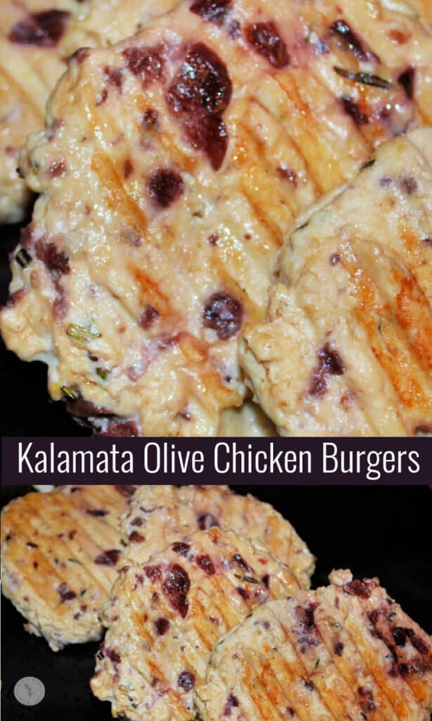 These burgers made with ground chicken, Kalamata olives, Havarti cheese, garlic and fresh rosemary are healthy and super flavorful.