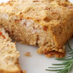 Sun Dried Tomato Turkey Meatloaf on a white board