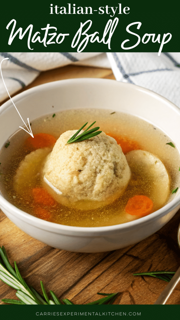 a bowl of matzo ball soup