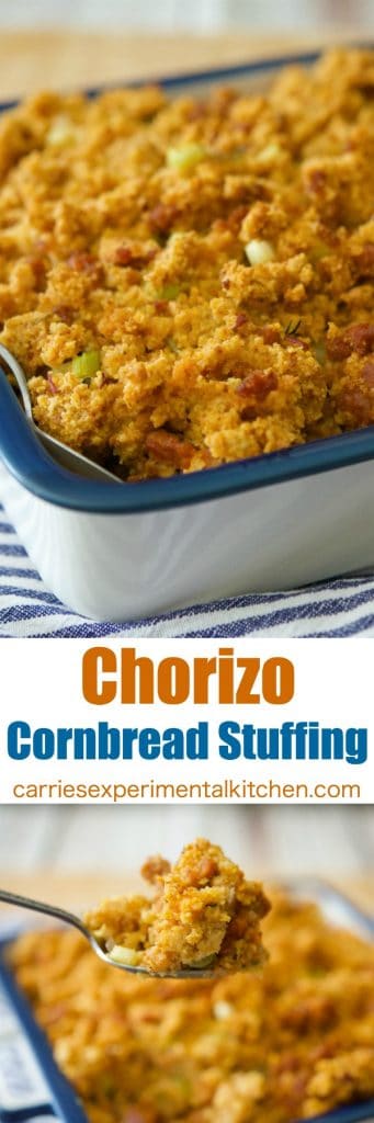 Chorizo Cornbread Stuffing collage photo.