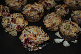 A close up of food, with Mushroom and Cranberry