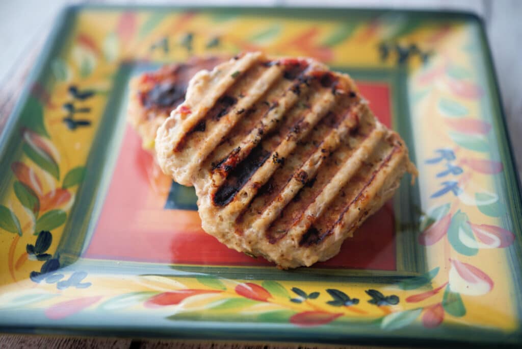 Grilled turkey burger on a plate
