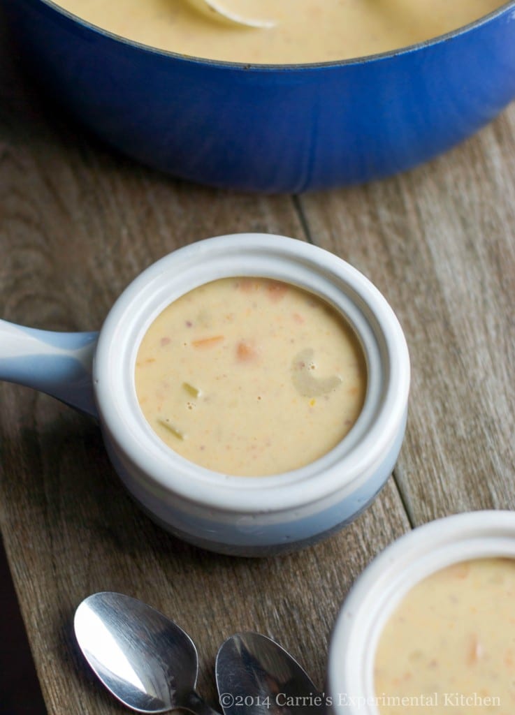 a crock of ham and potato soup