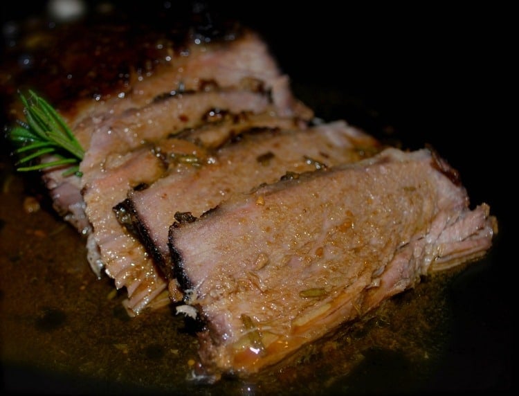 Beef brisket slow roasted with Marsala wine, lemon juice, garlic and fresh rosemary.