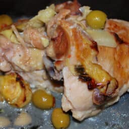 Martini Chicken Thighs with green olives