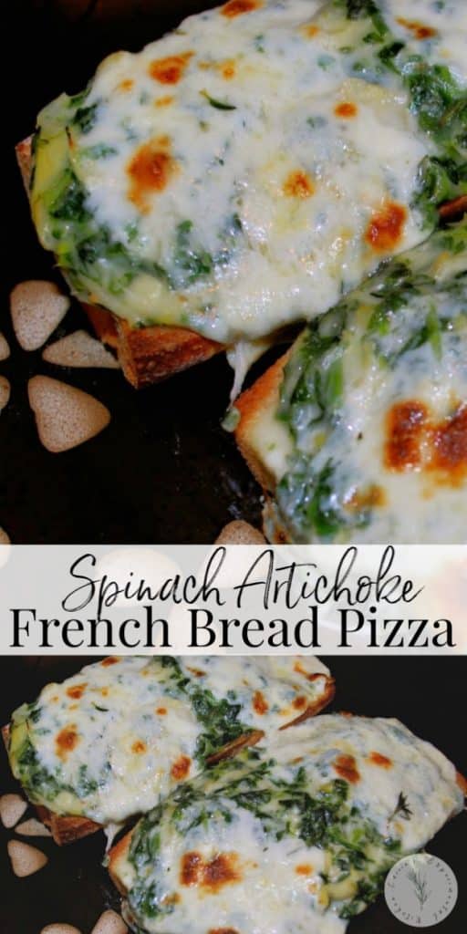 Spinach Artichoke French Bread Pizza on a plate