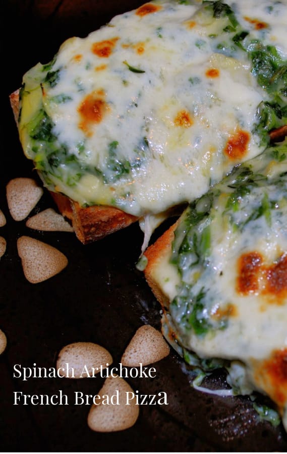 Spinach Artichoke French Bread Pizza