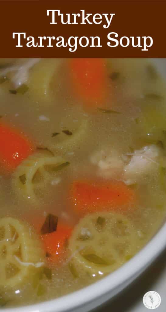 Utilize leftover Thanksgiving turkey to make this tasty, Turkey Tarragon Soup made using the carcass, vegetables and fresh tarragon. 