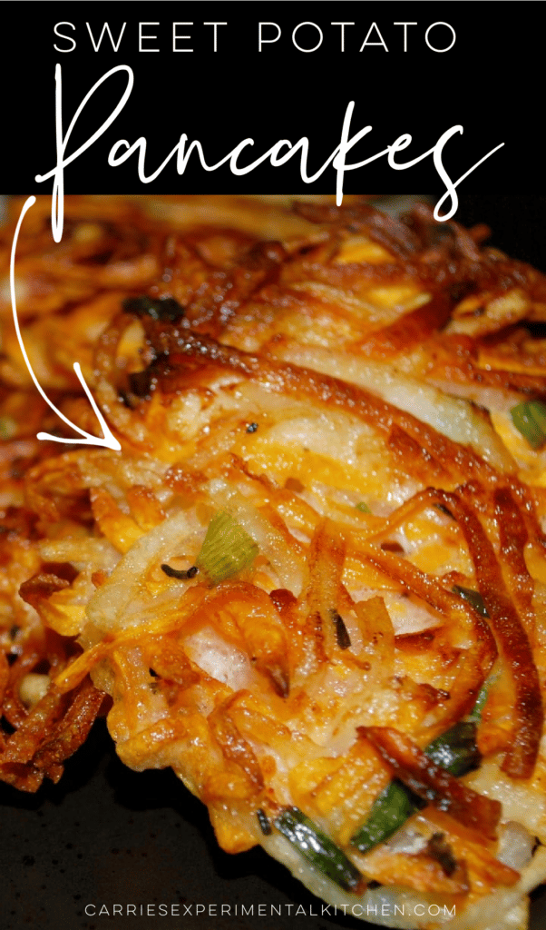 a close up of sweet potato latkes