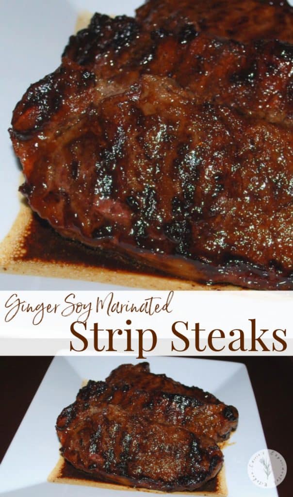 Strip steaks marinated in fresh ginger, soy sauce, honey and garlic; then grilled until juicy, tender and delicious are super flavorful. 