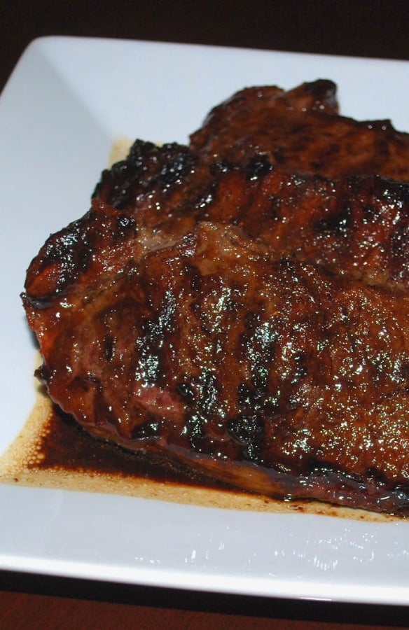 Strip steaks marinated in fresh ginger, soy sauce, honey and garlic; then grilled until juicy, tender and delicious are super flavorful. 