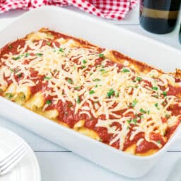 Manicotti in baking dish