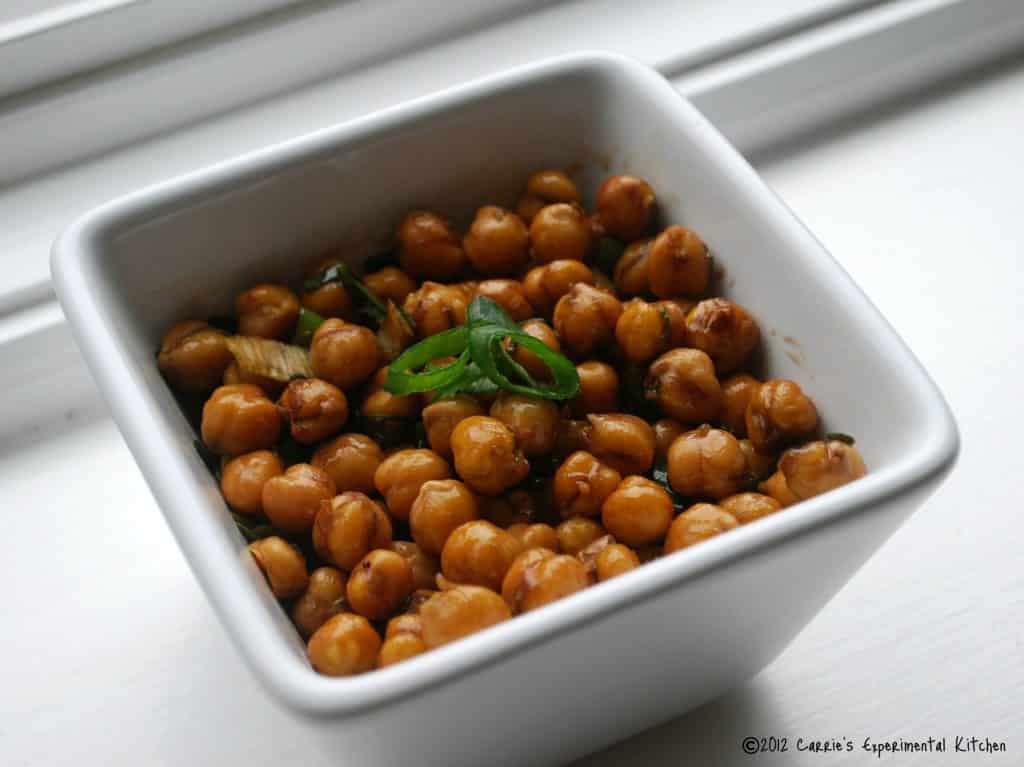 Roasted Chick Peas in white bowl