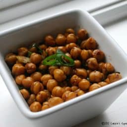 Roasted Chick Peas in white bowl