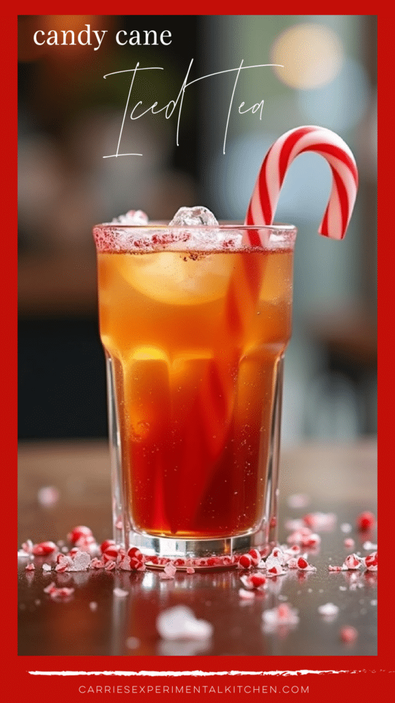 Candy Cane Iced Tea in a Glass