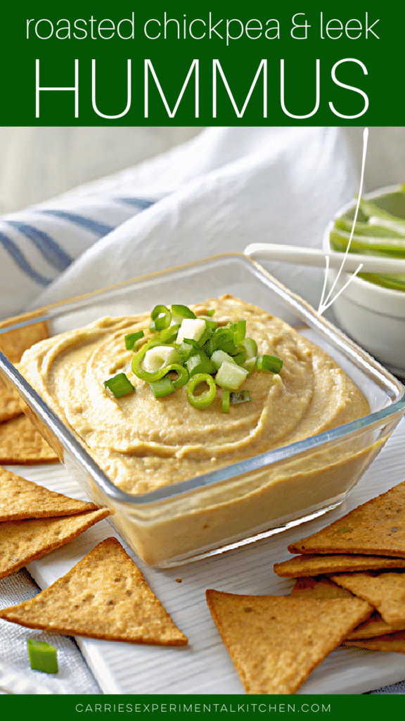 hummus with leeks in a dish