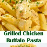 Grilled Chicken Buffalo Pasta made with four ingredients, including Moore's Buffalo Wing Sauce, is delicious and simple to make.