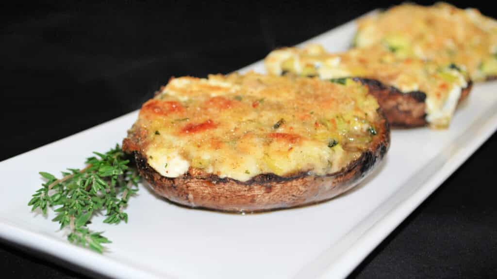 Three Cheese Zucchini Stuffed Portobello Mushrooms