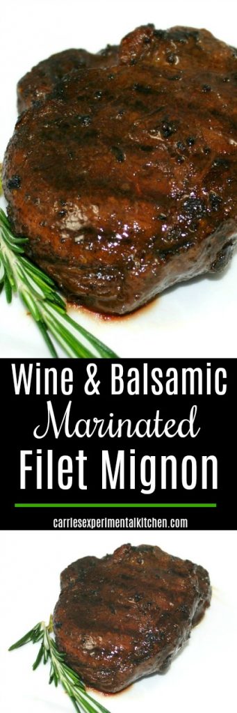 Wine & Balsamic Marinated Filet Mignon made with dry red wine, mustard, balsamic vinegar and fresh rosemary is an easy marinade that's perfect for rich meats like beef.