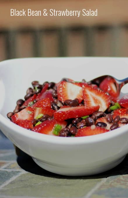 Black Bean and Strawberry Salad in a rosemary lime vinaigrette is super easy, healthy salad with a ton of flavor. 