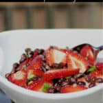 Black Bean and Strawberry Salad in a rosemary lime vinaigrette is super easy, healthy salad with a ton of flavor. 