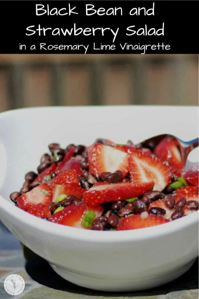 Black Bean and Strawberry Salad in a rosemary lime vinaigrette is super easy, healthy salad with a ton of flavor. 