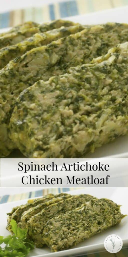 Spinach and Artichoke Chicken Meatloaf made with ground chicken, spinach, Asiago cheese and Panko breadcrumbs makes a healthy weeknight dinner.