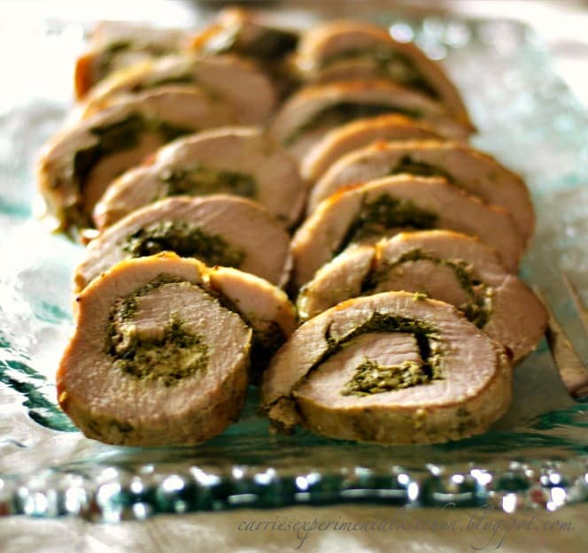 Spinach, Mushroom & Goat Cheese Stuffed Pork Loin