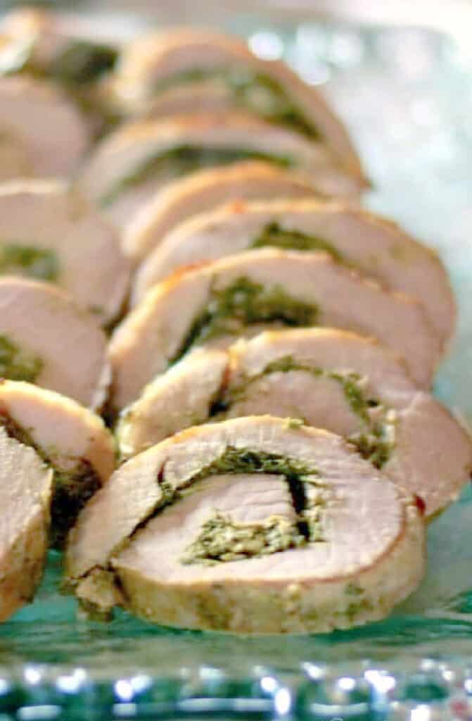 Spinach and Goat Cheese stuffed pork loin