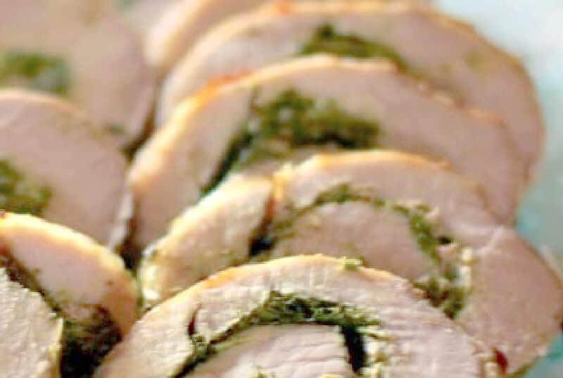 Spinach and Goat Cheese stuffed pork loin