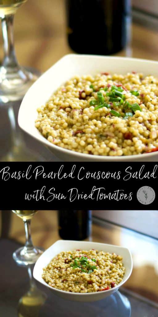 A plate of food and a glass of wine, with Salad and Couscous