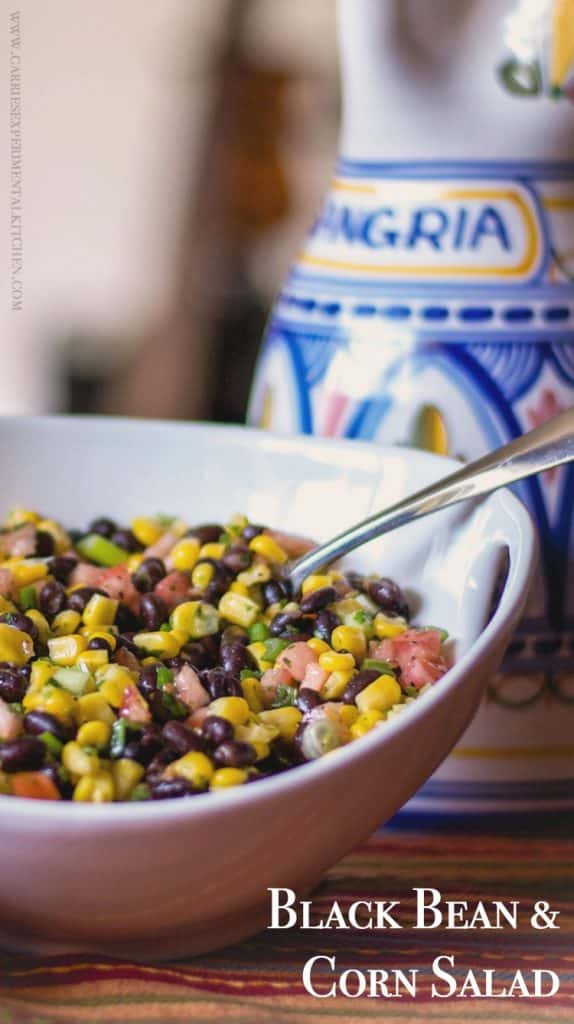 This Black Bean & Corn Salad made with fresh Jersey corn, tomatoes, lime juice and cilantro makes the perfect side salad for your picnic.