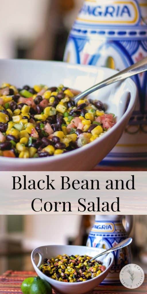 This Black Bean & Corn Salad made with fresh Jersey corn, tomatoes, lime juice and cilantro makes the perfect side salad for your picnic.