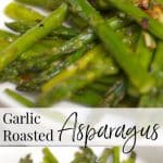 Fresh asparagus tossed with garlic, extra virgin olive oil, Kosher salt and fresh ground pepper; then roasted until caramelized.