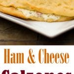  Ham and Cheese Calzones made with diced ham, ricotta and mozzarella cheeses; then stuffed inside pizza dough.