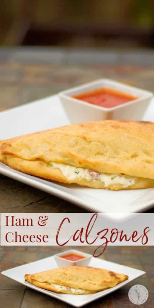 A plate of food on a table, with Calzone and Ham