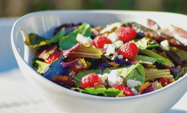 Mixed Green Salad in a Raspberry Vinaigrette