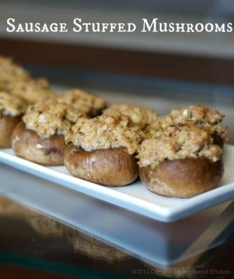 A close up of Sausage Stuffed Mushrooms