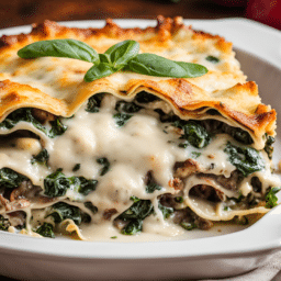 a slice of sausage lasagna on a plate